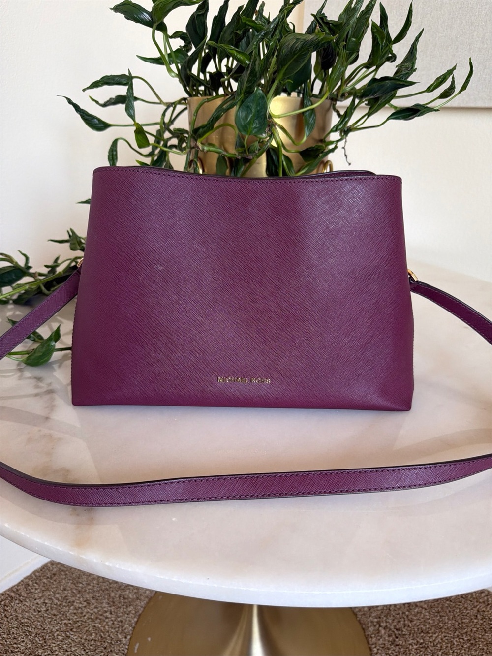 Michael Kors Purple Saffiano Leather Crossbody